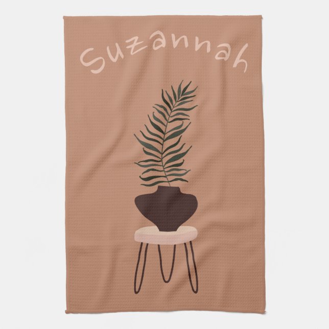 Linge De Cuisine Expressionnisme Abstrait Terracotta Palm Leaf & Va (Vertical)