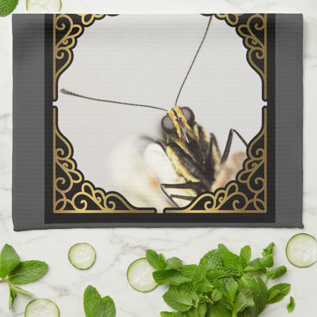 Linge De Cuisine Face du papillon - Monarque de fermeture (Plié)