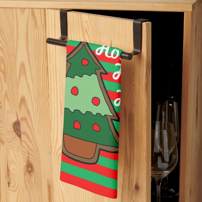Linge De Cuisine Fâcheux rayures et sapin de Noël (Pliage en tiers)