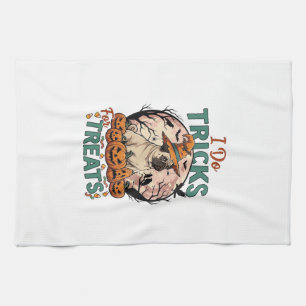 Linge De Cuisine Faire des tours friandises Halloween Pug Sorcière