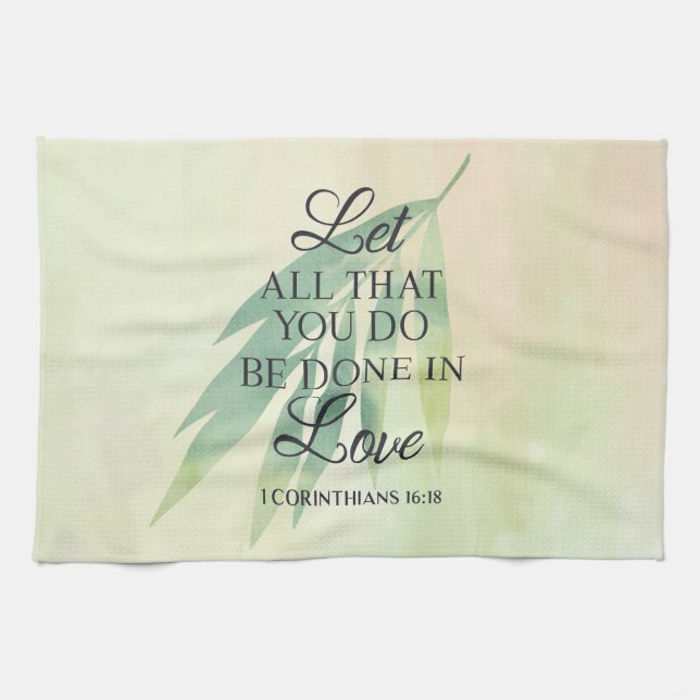 Linge De Cuisine Faites tout avec amour Bible Verse (Horizontal)