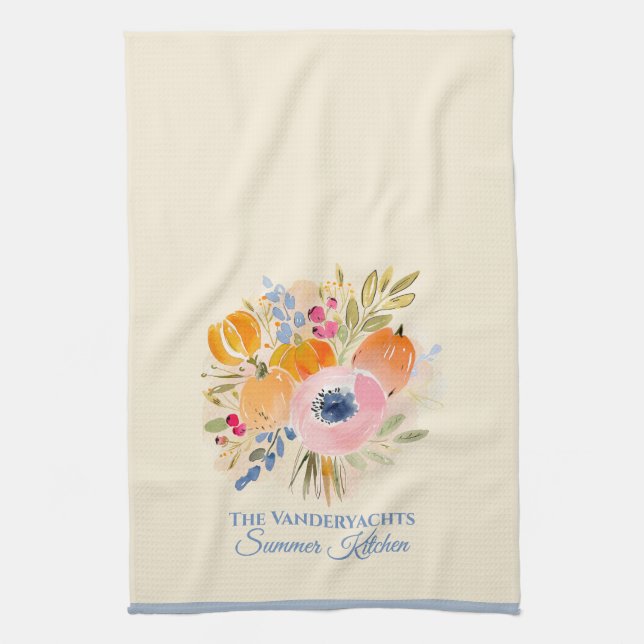 Linge De Cuisine Fall Pumpkin & Floral Watercolor (Vertical)