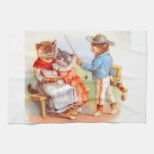 Linge De Cuisine Famille de chats victoriens habillés
