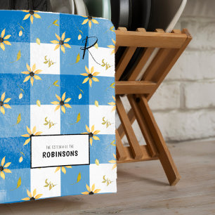Linge De Cuisine Famille de nom monogrammé floral personnalisée
