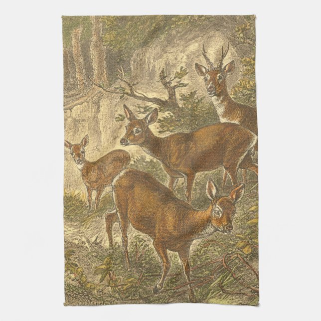 Linge De Cuisine Famille de Roe - Cerfs dans une forêt (Vertical)