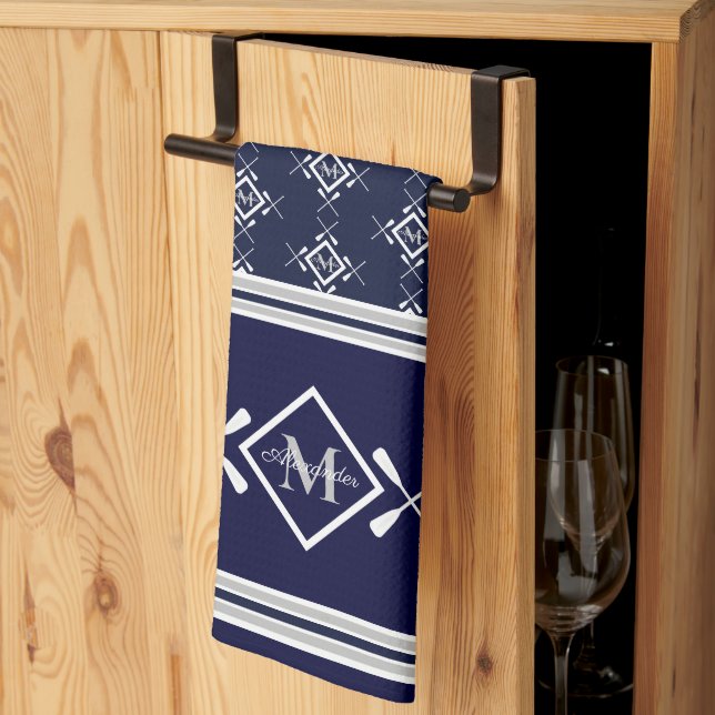Linge De Cuisine Famille Monogramme Bateau nautique (Pliage en tiers)