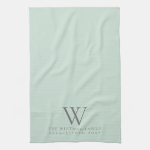 Linge De Cuisine Famille Monogramme élégant Sage Green Cuisine