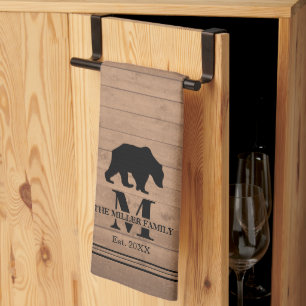 Linge De Cuisine Famille personnalisée de l'ours rustique