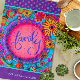 Linge De Cuisine Famille Purple Joli Points Floraux Personnalisé