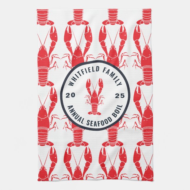 Linge De Cuisine Famille Toute Occasion Homard Bouille Personnalisé (Vertical)
