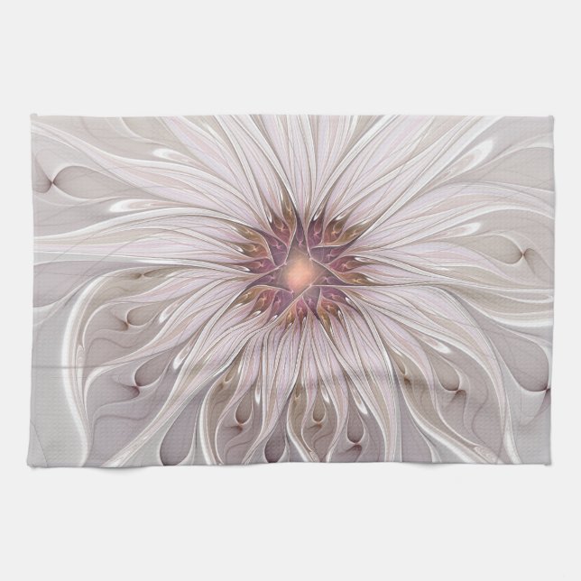 Linge De Cuisine Fantaisie florale, fleur pastel moderne abstraite (Horizontal)