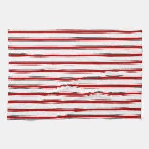 Linge De Cuisine Farmhouse Vintage French Ticking Grille Rouge Blan