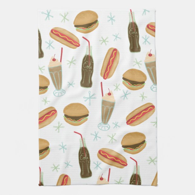 Linge De Cuisine Fast Food Soda Fontaine Junk Food White (Vertical)