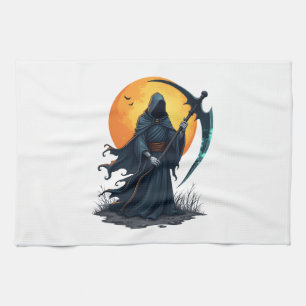 Linge De Cuisine Faucheuse avec Faux � T-shirt Halloween Effrayant