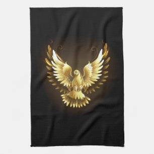 Linge De Cuisine Faux Gold Foil Peace Dove en noir