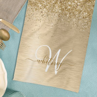 Faux Or Pailleté Imprimé Monogramme Métal Brossé