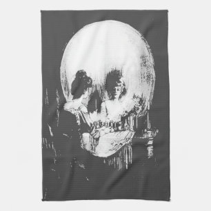 Linge De Cuisine Femme avec Halloween Réflexion crâne en miroir