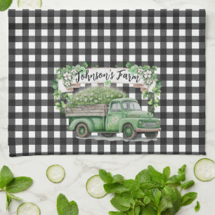 Linge De Cuisine Ferme   Camion vert Vintage   Personnalisé