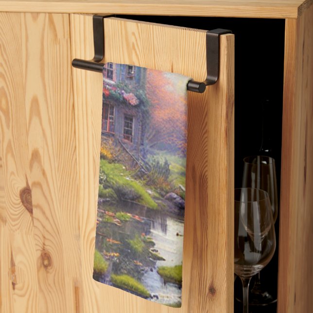Linge De Cuisine Ferme/cours d'eau/bois/peinture (Pliage en tiers)