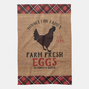 Linge De Cuisine Ferme 🐓 frais 🥚 oeufs dans un Vintage et plat