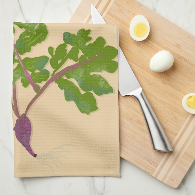 Linge De Cuisine Ferme Radis Navets Plantes Jardinage    (Quart Plié)