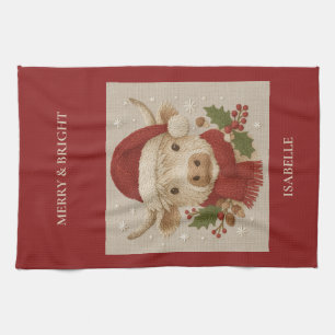 Linge De Cuisine Ferme rustique Highland Cow avec Santa Hat
