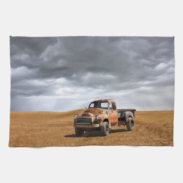 Linge De Cuisine Fermes | Vieux camion en campagne (Horizontal)