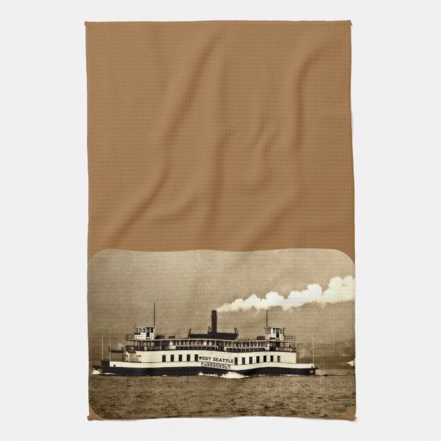 Linge De Cuisine Ferry Sepia Steamboat (Vertical)