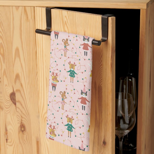 Linge De Cuisine Festif Animal amis Motif de Noël (Pliage en tiers)