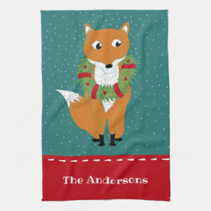 Linge De Cuisine Festif Fox personnalisé Noël