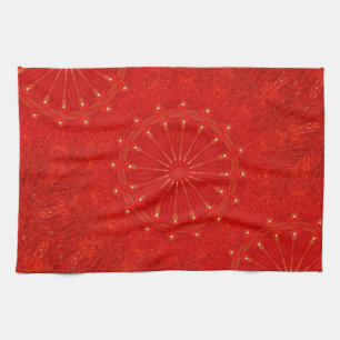 Linge De Cuisine Festive Chic Rouge brillant Design Kaleidoscope