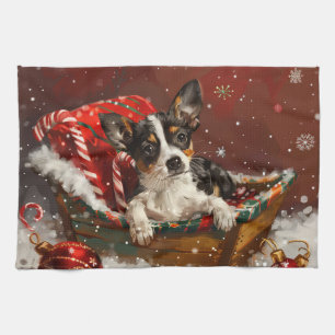 Linge De Cuisine Festive de Noël de chien de Rat Terrier