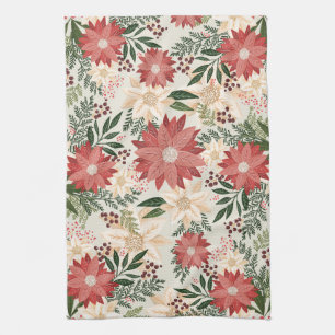 Linge De Cuisine Festive et moderne Botanique Poinsettia Noël