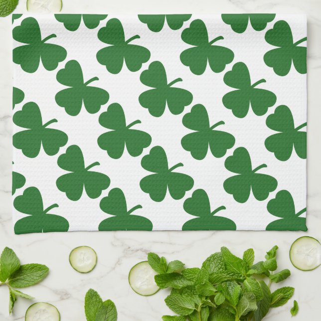 Linge De Cuisine Fête de la St Patrick Shamrock verte (Plié)