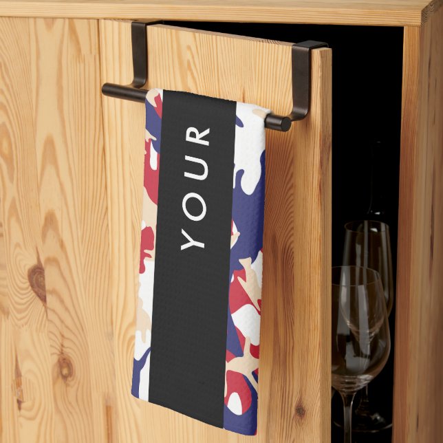 Linge De Cuisine Fête de l'Indépendance Camouflage Votre nom Person (Pliage en tiers)