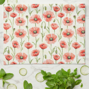 Linge De Cuisine Fête de mariage avec des fleurs de pavot rouge