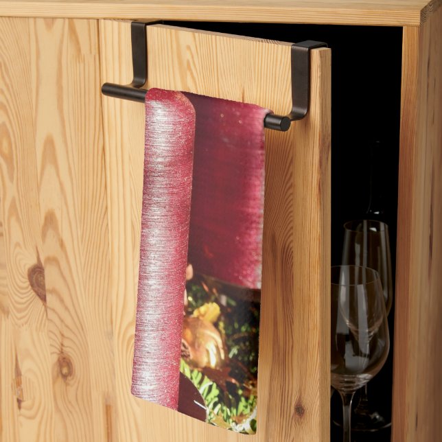 Linge De Cuisine Fête de Noël Bougies rouges Vacances d'hiver (Pliage en tiers)