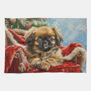 Linge De Cuisine Fête de Noël des chiens de Pékin