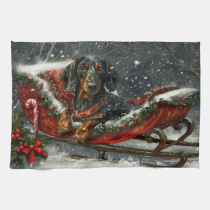 Linge De Cuisine Fête de Noël du chien Dachshund