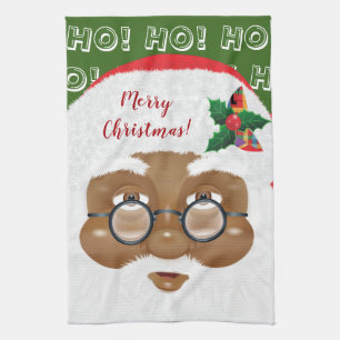 Linge De Cuisine Fête de Noël du Père Noël africain américain