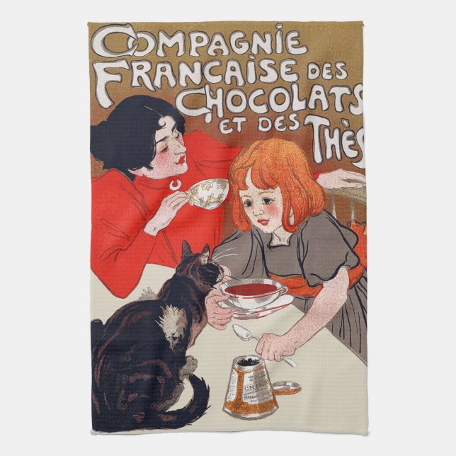 Linge De Cuisine Fête du chocolat français Steinlen Art (Vertical)