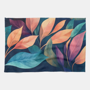 Linge De Cuisine Feuilles Abstraites Colorées