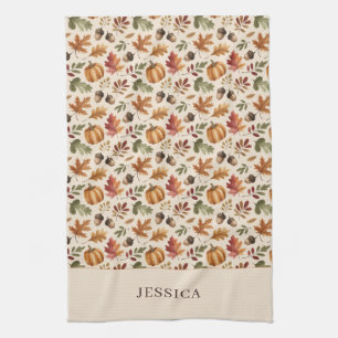 Linge De Cuisine Feuilles d'aquarelle orange d'automne