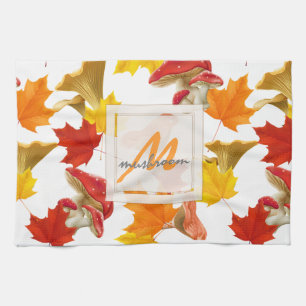 Linge De Cuisine Feuilles d'automne colorées et champignons Monogr