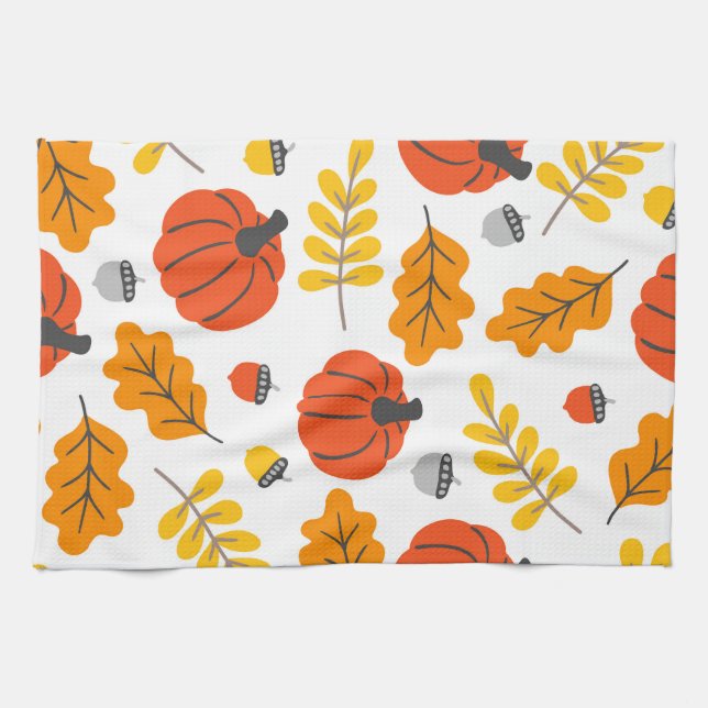 Linge De Cuisine Feuilles d'automne et citrouilles (Horizontal)