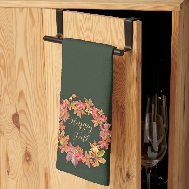 Linge De Cuisine Feuilles d'automne et coccinelles avec texte perso (Pliage en tiers)
