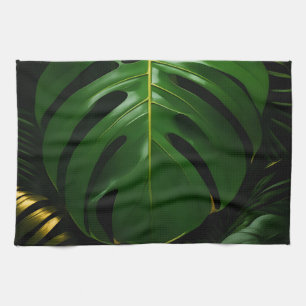 Linge De Cuisine Feuilles de Monstera Or Jungle Glamour