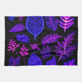 Linge De Cuisine Feuilles de néon en teintes rose et violet