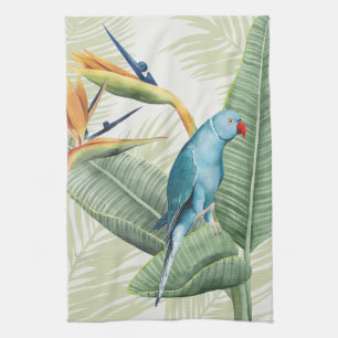Linge De Cuisine Feuilles De Palme Avec Oiseau Bleu