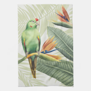 Linge De Cuisine Feuilles de palmiers à oiseaux verts